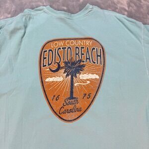 Comfort Colors Edisto Beach South Carolina Graphic T Shirt XXL Teal Palm Tree
